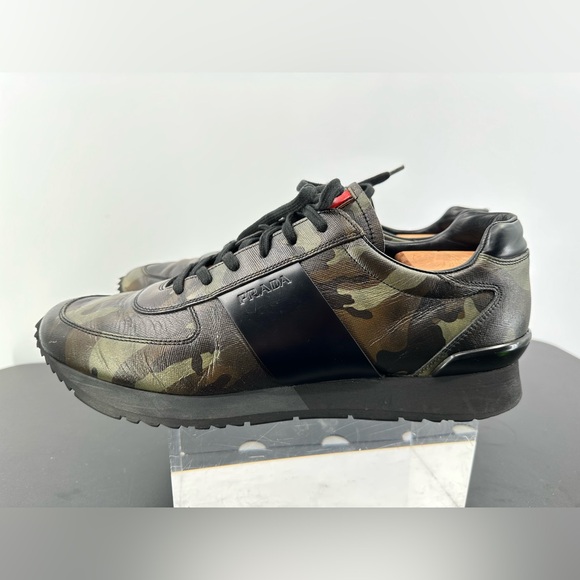 Prada Matchrace Leather sneakers in green & black Camo size 11 - Picture 7 of 14